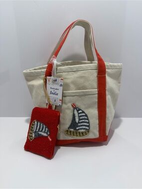 Viral Handcrafted in India Canvas Beaded Tote Bag with Small Beaded Wallet/Pouch